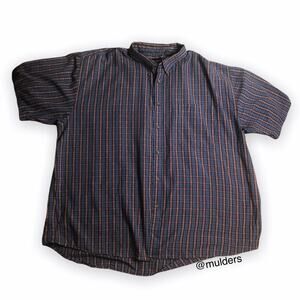 Puritan Mens Short Sleeve Blue & Red Checkered Plaid Button Down Shirt